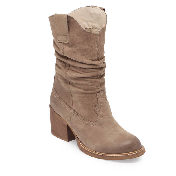 Vizon Hakiki Nubuk Deri Kadın Casual Bot - K24K1BT67590-A65 - Tergan