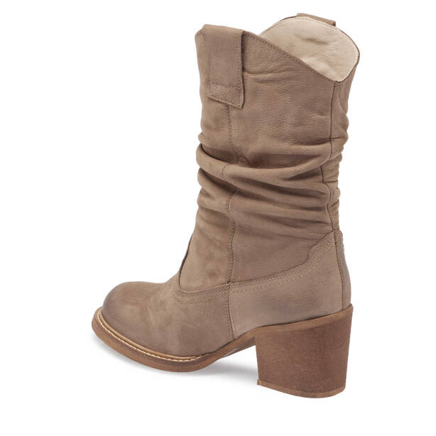 Vizon Hakiki Nubuk Deri Kadın Casual Bot - K24K1BT67590-A65 - Tergan