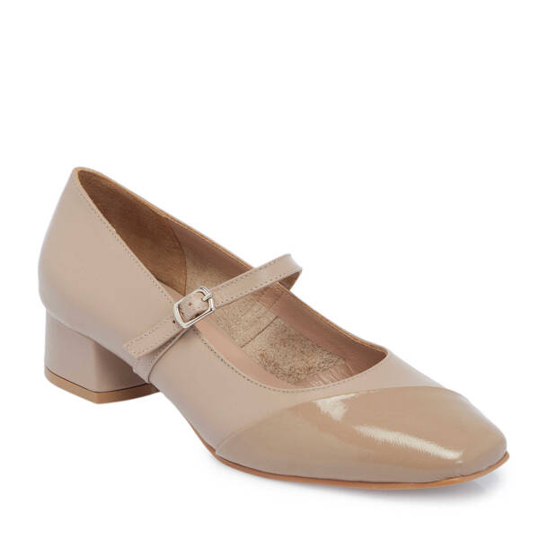 Vizon Hakiki Rugan Deri Kadın Topuklu Ayakkabı - K25I1AY68090-W22 - 2