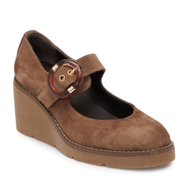 Vizon Süet Deri Kadın Dolgu Topuklu Ayakkabı - K25S1AY68329-A02 - 2