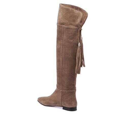 Vizon Hakiki Süet Deri Kadın Klasik Çizme - K23K1CM66989-A02 - 3