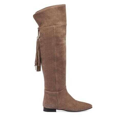 Vizon Hakiki Süet Deri Kadın Klasik Çizme - K23K1CM66989-A02 - 1