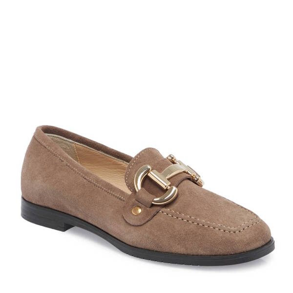 Vizon Hakiki Süet Deri Kadın Loafer - K24S1AY67568-T86 - 2