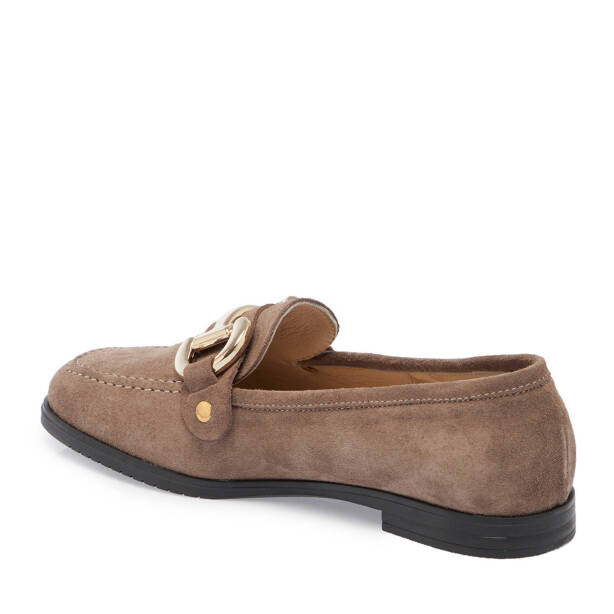 Vizon Hakiki Süet Deri Kadın Loafer - K24S1AY67568-T86 - 3