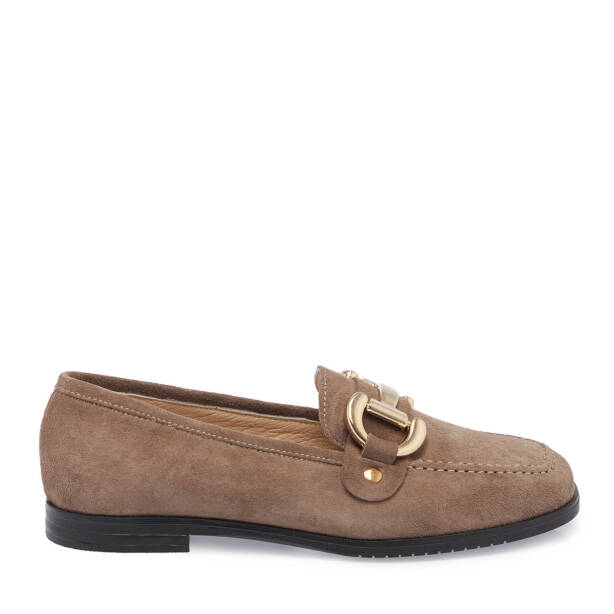Vizon Hakiki Süet Deri Kadın Loafer - K24S1AY67568-T86 - 1