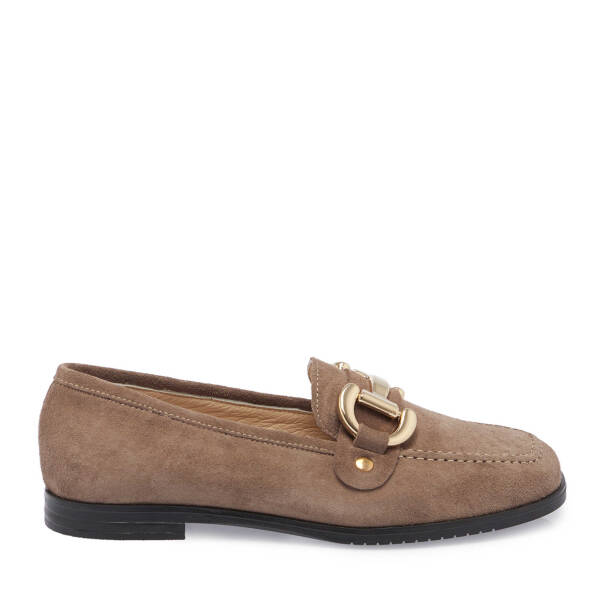 Vizon Hakiki Süet Deri Kadın Loafer - K24S1AY67568-T86 - 1