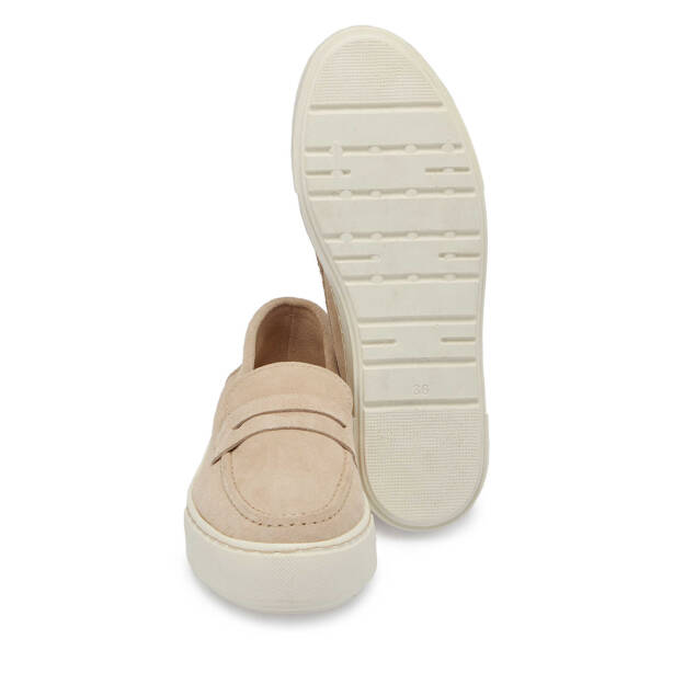 Vizon Hakiki Süet Deri Kadın Loafer - K24S1AY67576-T86 - 4