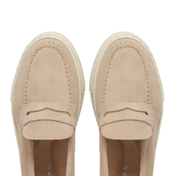 Vizon Hakiki Süet Deri Kadın Loafer - K24S1AY67576-T86 - 5