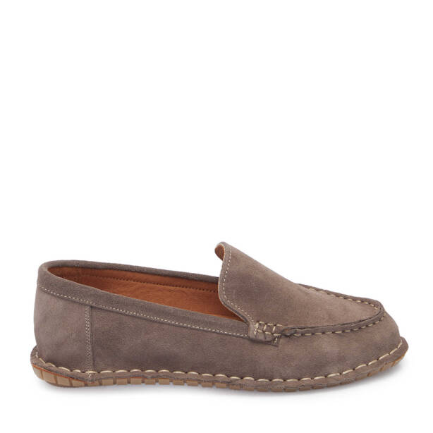 Vizon Hakiki Süet Deri Kadın Loafer - K25I1AY68010-A02 - Tergan