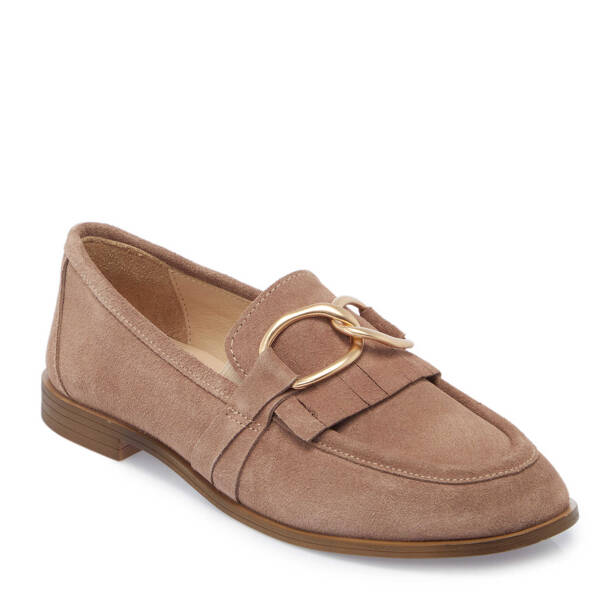 Vizon Hakiki Süet Deri Kadın Loafer - K25I1AY68020-T86 - 2