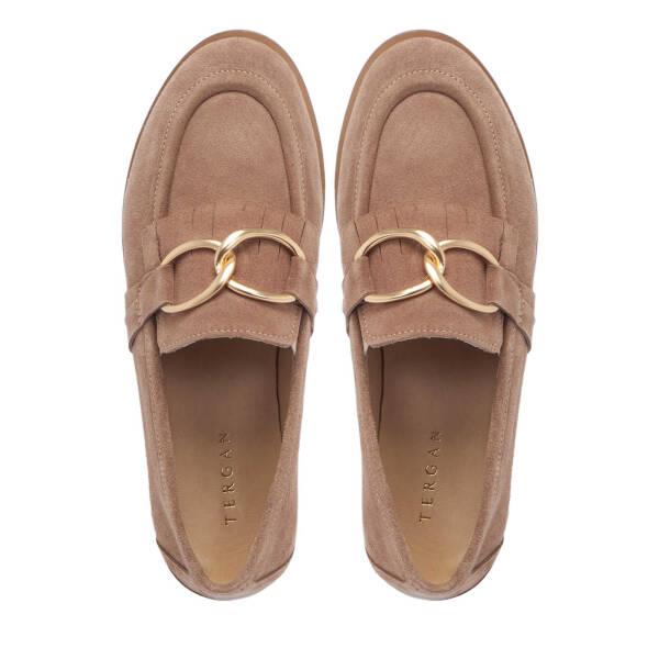 Vizon Hakiki Süet Deri Kadın Loafer - K25I1AY68020-T86 - 5