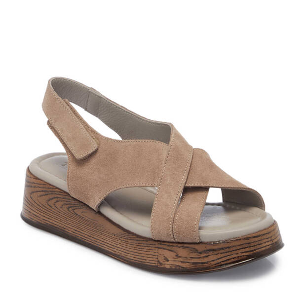 Vizon Hakiki Süet Deri Kadın Sandalet - K25Y1SN67927-A84 - 2