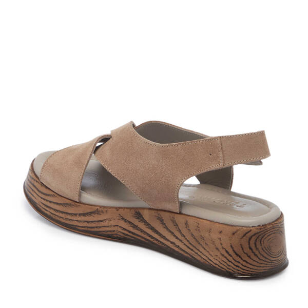 Vizon Hakiki Süet Deri Kadın Sandalet - K25Y1SN67927-A84 - 3