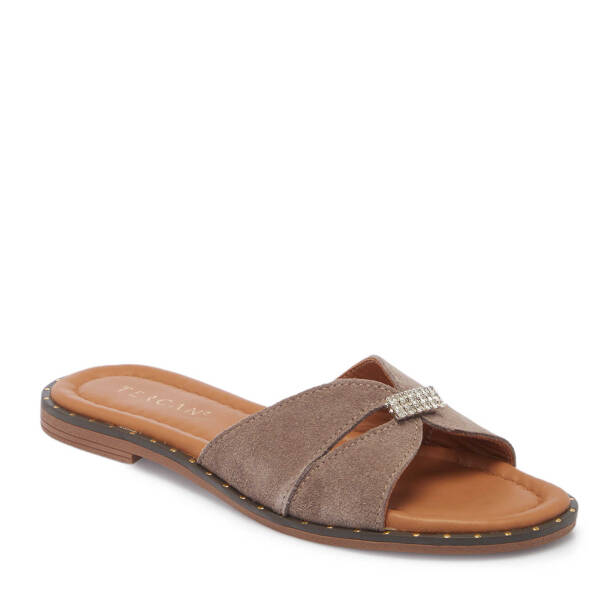 Vizon Hakiki Süet Deri Kadın Terlik - K25Y1TR67779-T86 - 2