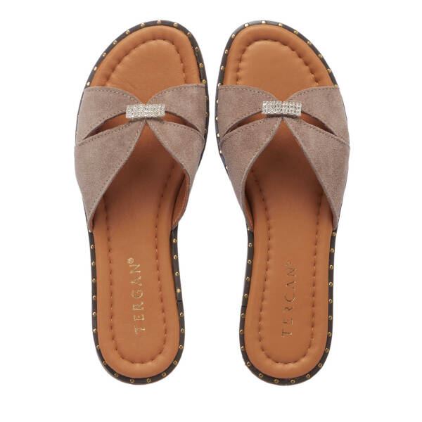 Vizon Hakiki Süet Deri Kadın Terlik - K25Y1TR67779-T86 - 5