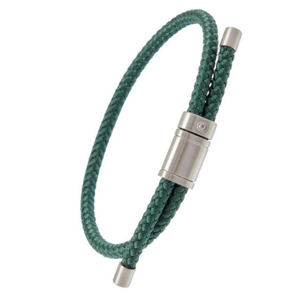 Yeşil Deri - Çelik Erkek Bileklik - E1BLK0410450-E90 - 2