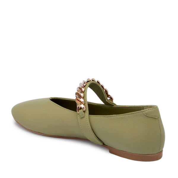 Yeşil Deri Kadın Babet - K25S1BB68363-Q5R - 2