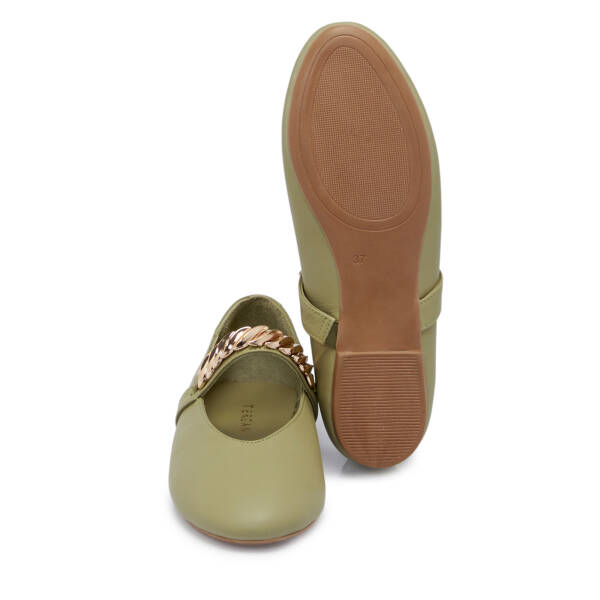 Yeşil Deri Kadın Babet - K25S1BB68363-Q5R - 4