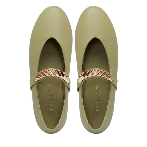 Yeşil Deri Kadın Babet - K25S1BB68363-Q5R - 5