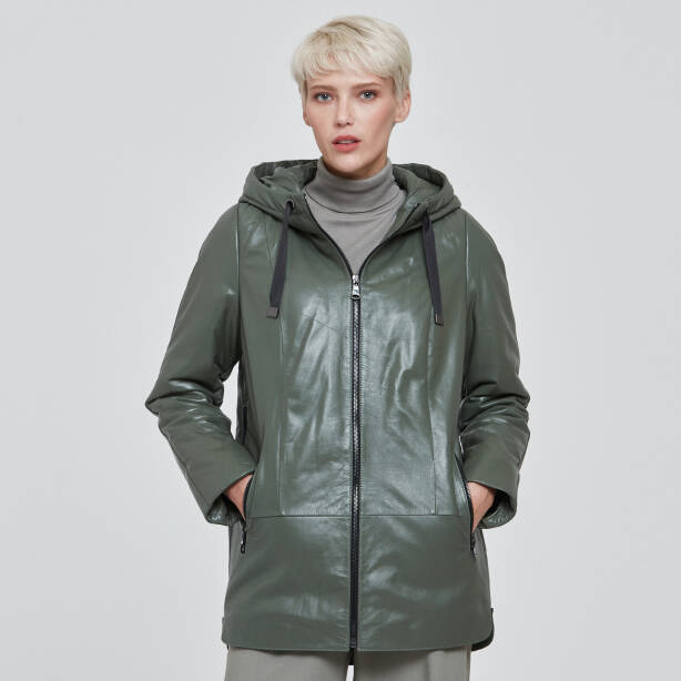 Yeşil Deri Kadın Deri Mont - K23KDM320368-R2Q - 1