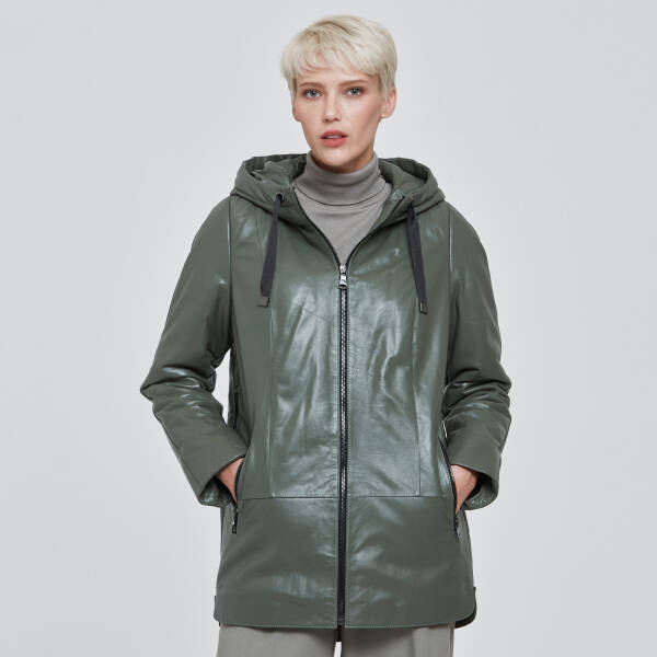 Yeşil Deri Kadın Deri Mont - K23KDM320368-R2Q - 1