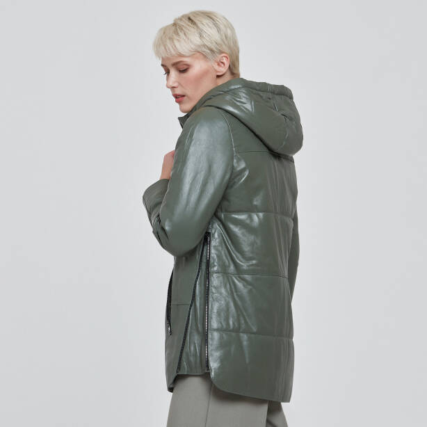 Yeşil Deri Kadın Deri Mont - K23KDM320368-R2Q - 3