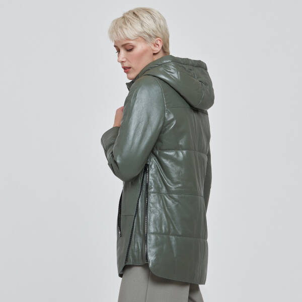 Yeşil Deri Kadın Deri Mont - K23KDM320368-R2Q - 3