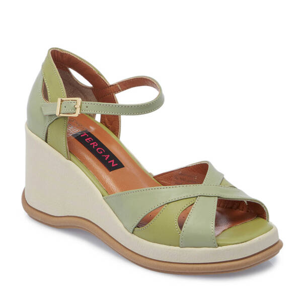 Yeşil Deri Kadın Dolgu Topuklu Ayakkabı - K25Y1AY67904-G81 - 1