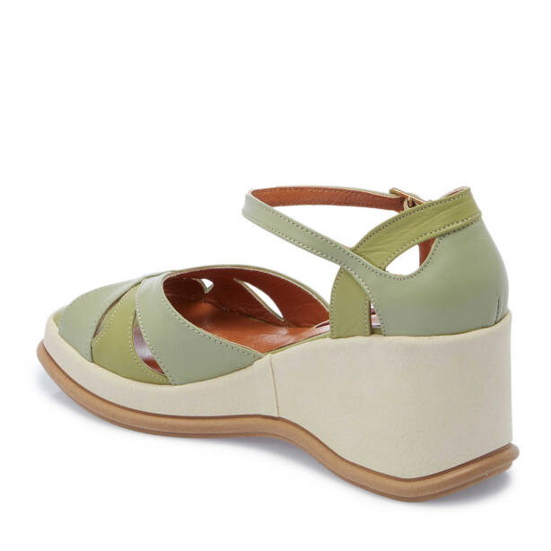 Yeşil Deri Kadın Dolgu Topuklu Ayakkabı - K25Y1AY67904-G81 - 2