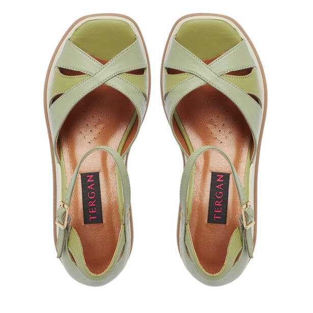 Yeşil Deri Kadın Dolgu Topuklu Ayakkabı - K25Y1AY67904-G81 - 5