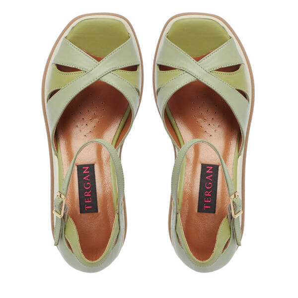 Yeşil Deri Kadın Dolgu Topuklu Ayakkabı - K25Y1AY67904-G81 - 5