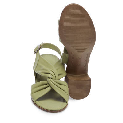  Yeşil Deri Kadın Sandalet - K24Y1AY67230-G81 - 4