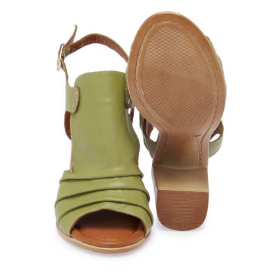 Yeşil Deri Kadın Sandalet - K24Y1SN67695-G81 - 4