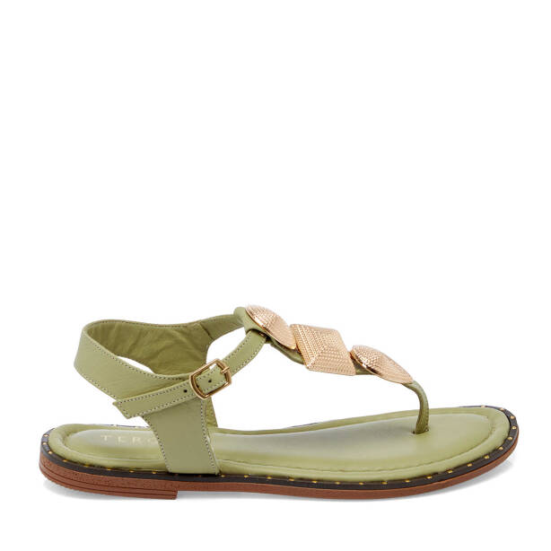 Yeşil Deri Kadın Sandalet - K25Y1SN67781-S1J - Tergan