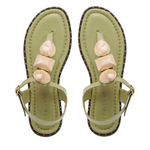 Yeşil Deri Kadın Sandalet - K25Y1SN67781-S1J - Tergan