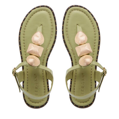 Yeşil Deri Kadın Sandalet - K25Y1SN67781-S1J - 5