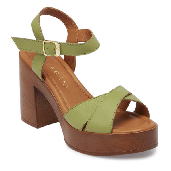 Yeşil Hakiki Deri Kadın Sandalet - K25Y1SN67859-G81 - 2