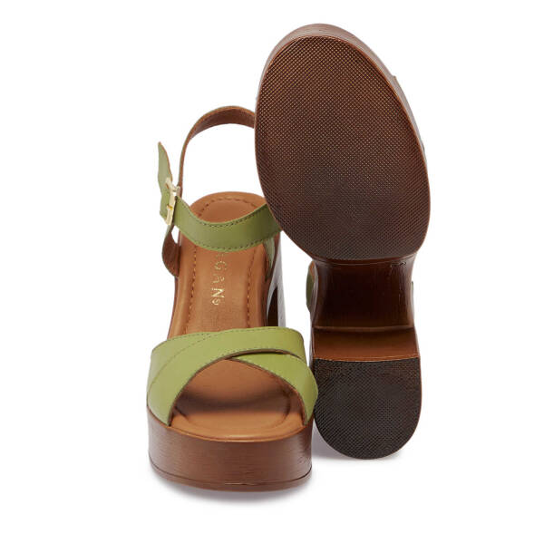 Yeşil Hakiki Deri Kadın Sandalet - K25Y1SN67859-G81 - 4