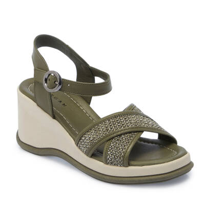 Yeşil Deri Kadın Sandalet - K25Y1SN68055-H48 