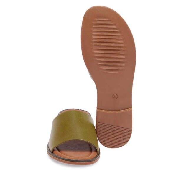 Yeşil Hakiki Deri Kadın Terlik - K24Y1TR67264-G81 - 4