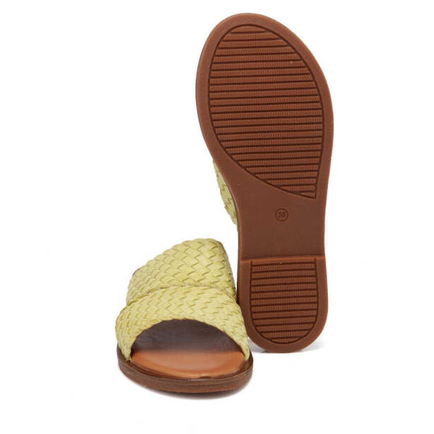 Yeşil Hakiki Deri Kadın Terlik - K24Y1TR67438-G81 - 4