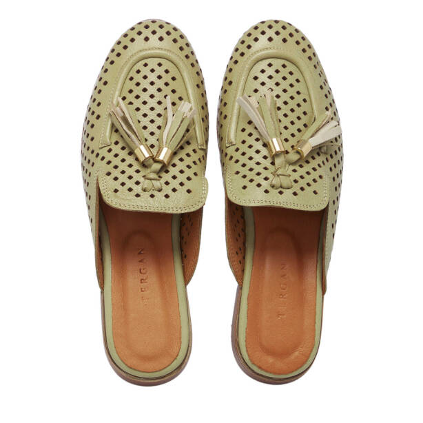 Yeşil Hakiki Deri Kadın Terlik - K25Y1TR67888-G81 - 5