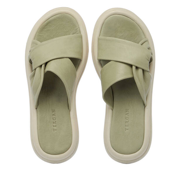 Yeşil Hakiki Deri Kadın Terlik - K25Y1TR67893-G81 - 5