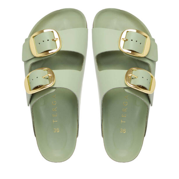Yeşil Hakiki Deri Kadın Terlik - K25Y1TR67999-G81 - 5