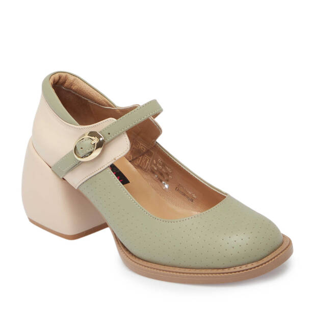 Yeşil Deri Kadın Topuklu Ayakkabı - K24I1AY67291-G81 