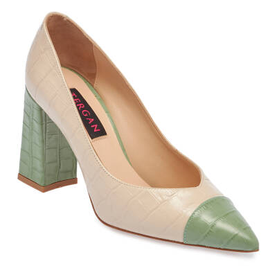  Yeşil Deri Kadın Topuklu Ayakkabı - K24I1AY67375-K9T 