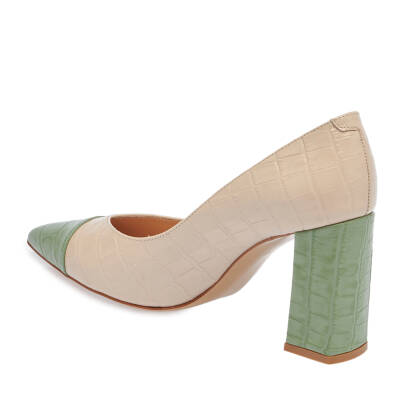 Yeşil Deri Kadın Topuklu Ayakkabı - K24I1AY67375-K9T - 2