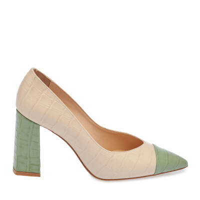  Yeşil Deri Kadın Topuklu Ayakkabı - K24I1AY67375-K9T - 3