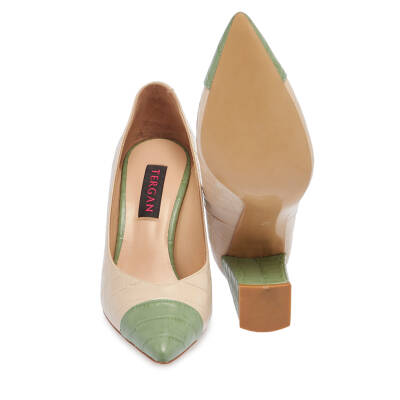  Yeşil Deri Kadın Topuklu Ayakkabı - K24I1AY67375-K9T - 4
