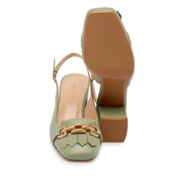 Yeşil Hakiki Deri Kadın Topuklu Ayakkabı - K25Y1AY67800-G81 - 5